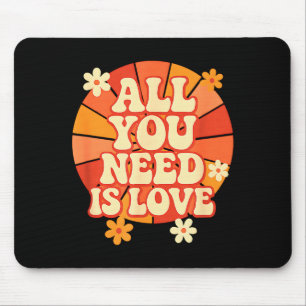 Retro Groovy Love Is All Around 70s Vintage Valent Mouse Pad