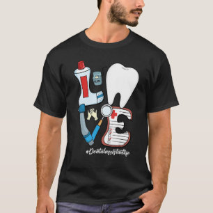 Retro Groovy LOVE Tooth Dental Assistant Life T-Shirt