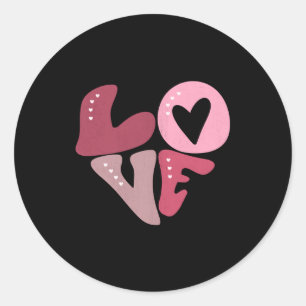 Retro Groovy Love Valentines Day Pink T Shirt Classic Round Sticker