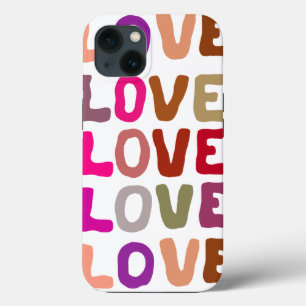 Retro groovy LOVE wavy letters repeat pattern iPhone 13 Case