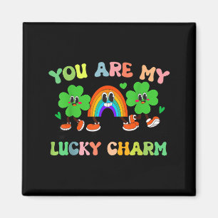 Retro Groovy Lucky Charm St Patricks Day Kids Magnet