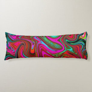Retro Groovy Magenta, Red and Blue Abstract Art Body Cushion