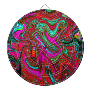 Retro Groovy Magenta, Red and Blue Abstract Art Dartboard