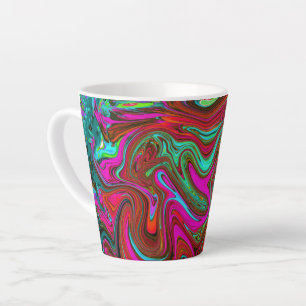 Retro Groovy Magenta, Red and Blue Abstract Art Latte Mug
