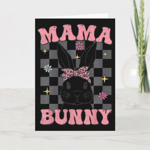 Retro Groovy Mama Bunny Matching Family Easter Mum Card