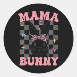 Retro Groovy Mama Bunny Matching Family Easter Mum Classic Round Sticker