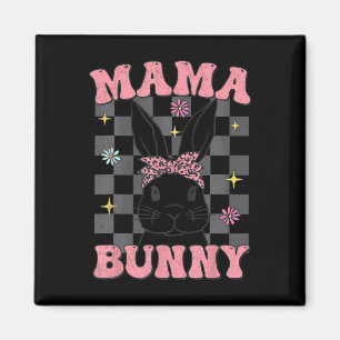 Retro Groovy Mama Bunny Matching Family Easter Mum Magnet