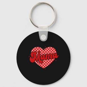 Retro Groovy Mama Is My Valentine Cute Heart Boys Key Ring