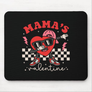 Retro Groovy Mama Is My Valentine Cute Heart Boys  Mouse Pad