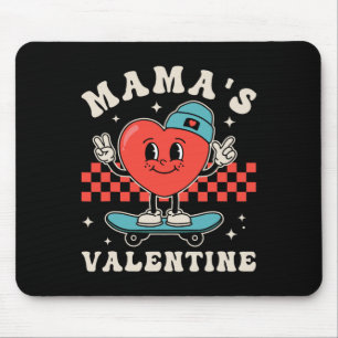 Retro Groovy Mama Is My Valentine Cute Heart Boys Mouse Pad