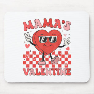 Retro Groovy Mama Is My Valentine Cute Heart Boys  Mouse Pad
