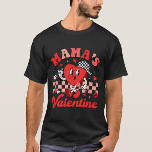 Retro Groovy Mama Is My Valentine Cute Heart Boys T-Shirt