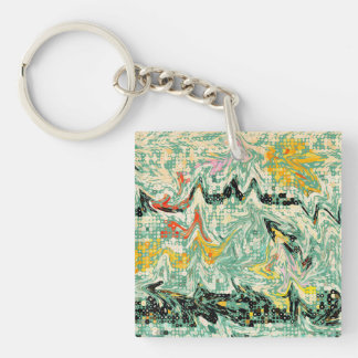 Retro Groovy Marbled Swirl Abstract Pattern Key Ring