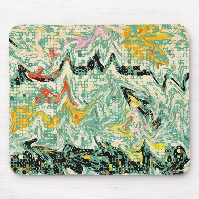 Retro Groovy Marbled Swirl Abstract Pattern Mouse Pad (Front)