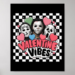 Retro Groovy Mask Valentine Vibes Horror Character Poster