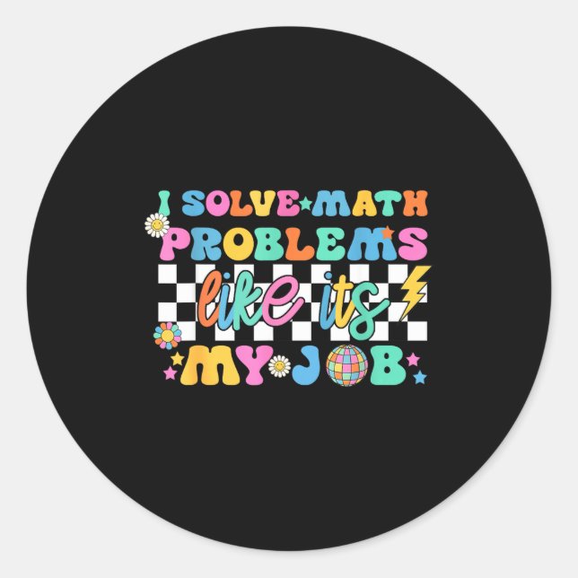 Retro Groovy Math Teacher Funny Back To School Gif Classic Round Sticker (Front)