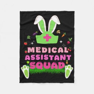 Retro Groovy Medical Istant Squad Bunny Ear Flower Fleece Blanket