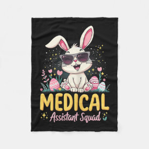 Retro Groovy Medical Istant Squad Bunny Ear Flower Fleece Blanket