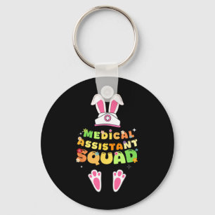 Retro Groovy Medical Istant Squad Bunny Ear Flower Key Ring