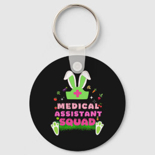 Retro Groovy Medical Istant Squad Bunny Ear Flower Key Ring