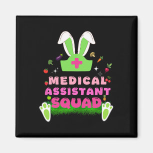 Retro Groovy Medical Istant Squad Bunny Ear Flower Magnet