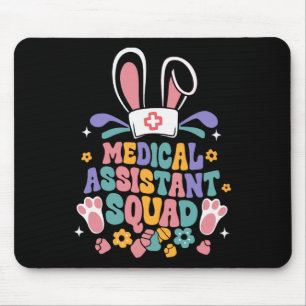 Retro Groovy Medical Istant Squad Bunny Ear Flower Mouse Pad