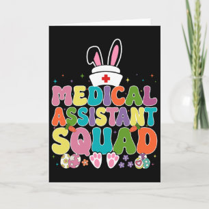 Retro Groovy Medical Istant Squad Bunny Eggs Easte Card