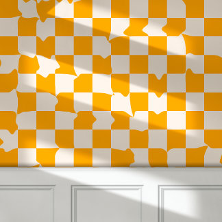 Retro Groovy Melting Chequerboard Pattern Yellow Wallpaper