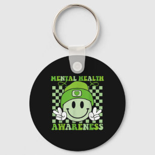 Retro Groovy Mental Health Awareness 2024 For Boys Key Ring
