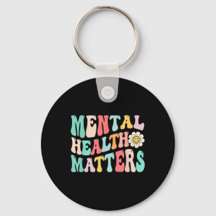 Retro Groovy Mental Health Awareness - Mental Heal Key Ring