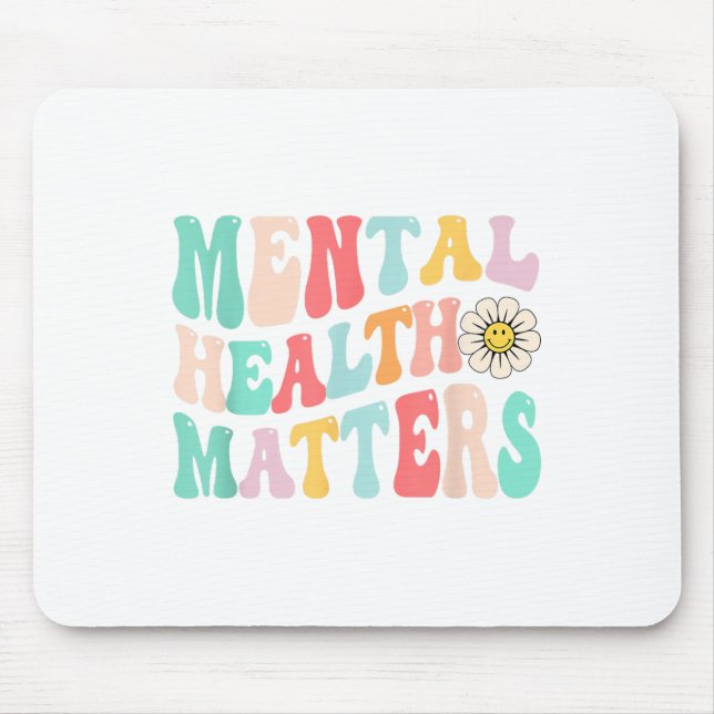 Retro Groovy Mental Health Awareness - Mental Heal Mouse Pad (Front)