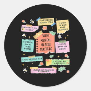 Retro Groovy Mental Health Reminders Mental Health Classic Round Sticker