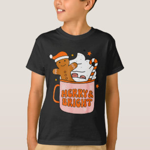 Retro Groovy Merry And Bright Gingerbread Christma T-Shirt