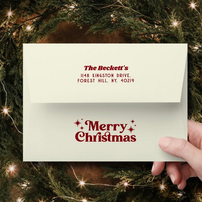 Retro Groovy Merry Christmas Holiday Envelope (Creator Uploaded)
