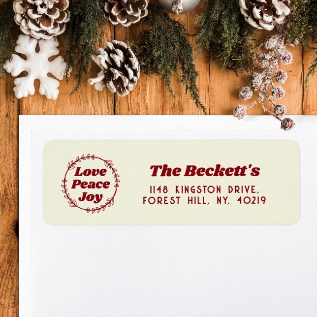 Retro Groovy Merry Christmas Holiday Return Address Label (Creator Uploaded)