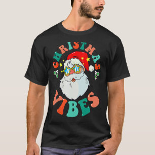 Retro Groovy Merry Christmas Vibes Funny Santa Cla T-Shirt