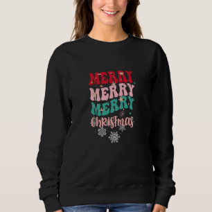 Retro Groovy Merry Christmas Wavy Text Sweatshirt