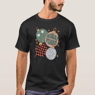Retro Groovy Merry Vibes Christmas Xmas Santa Clau T-Shirt