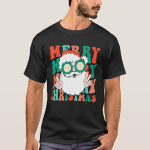 Retro Groovy Merry Xmas Santa Claus Bright Christm T-Shirt