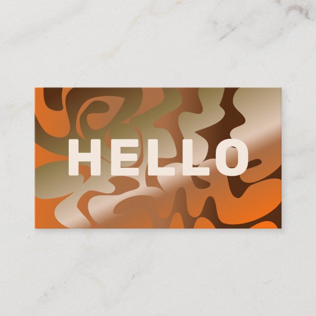 Retro Groovy Metallic Squiggles Orange Brown Business Card (Front)