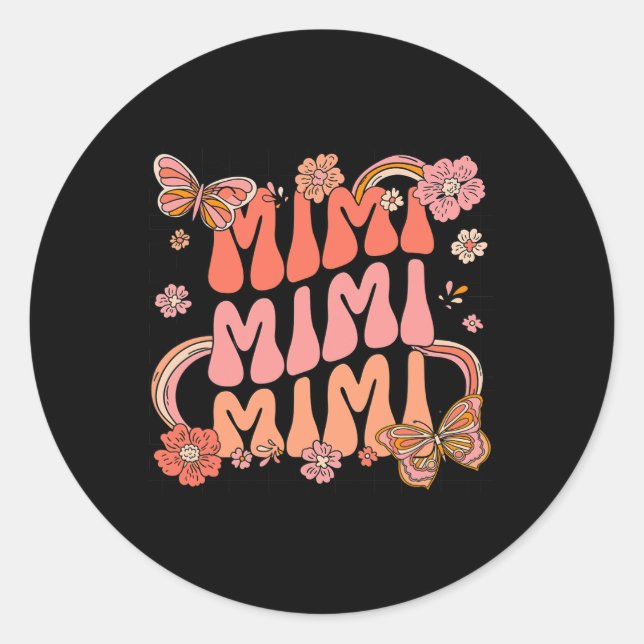 Retro Groovy Mimi Best Mimi Ever Hello Fall Thanks Classic Round Sticker (Front)
