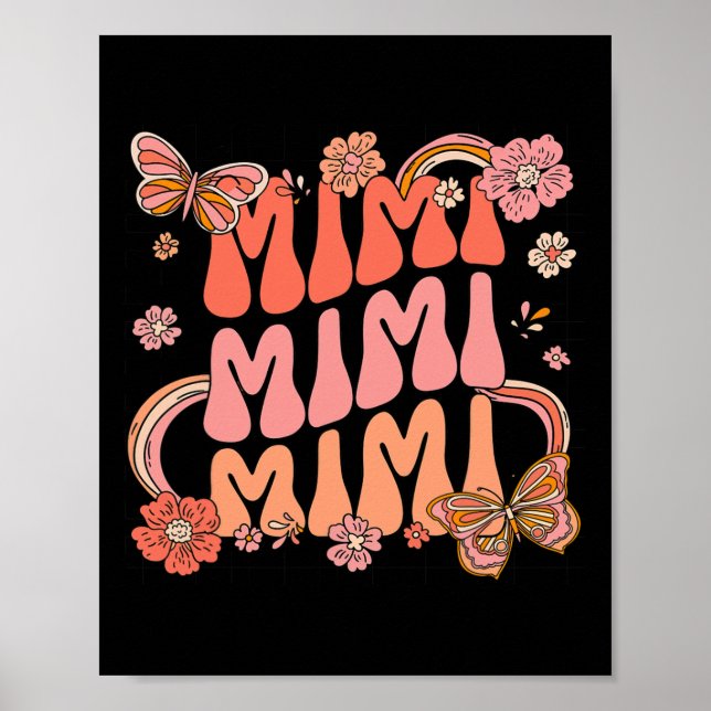 Retro Groovy Mimi Best Mimi Ever Hello Fall Thanks Poster (Front)