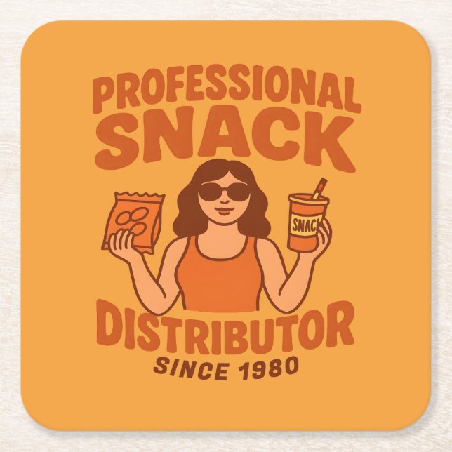 Retro Groovy Mom Professional Snack Distributor Square Paper Coaster (Front)