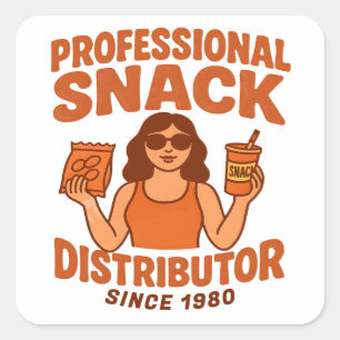 Retro Groovy Mom Professional Snack Distributor Square Sticker
