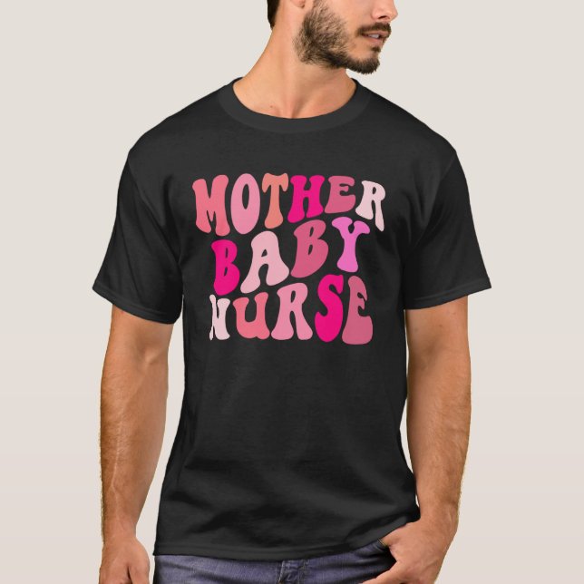 Retro Groovy Mother Baby Nurse Squad Happy Valenti T-Shirt (Front)