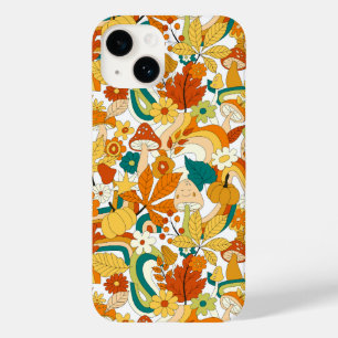 Retro Groovy Mushroom Flower Pattern Case-Mate iPhone 14 Case