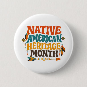 Retro Groovy Native American Heritage Month 6 Cm Round Badge