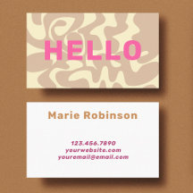 Retro Groovy Neutral Beige Cream Pink Hello