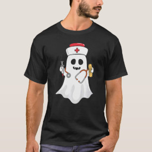 Retro Groovy Nurse Ghost Scrub Top Halloween Nurse