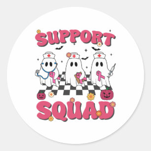 Retro Groovy Nurse Support Squad Breast Cancer Awa Classic Round Sticker